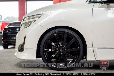 22x9.0 SC Racing 2185 Glossy Black on Nissan Elgrand