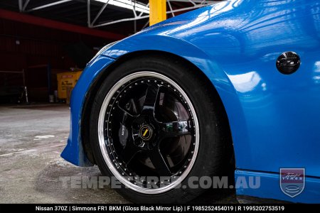 19x8.5 19x9.5 Simmons FR-1 Gloss Black on Nissan 370Z