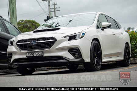 18x8.0 18x9.0 Simmons FR-C Matte Black NCT on Subaru WRX