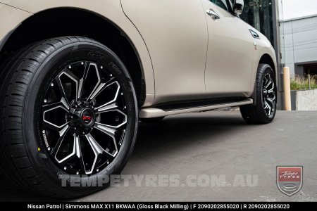 20x9.0 Simmons MAX X11 BKWAA on Nissan Patrol