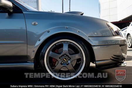 18x8.5 18x9.5 Simmons FR-1 Hyper Dark on Subaru WRX