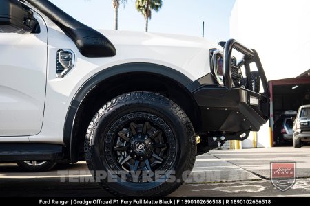 18x9.0 Grudge Offroad F1 Fury Full Matte Black on Ford Ranger