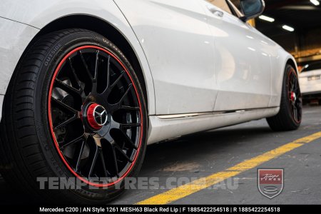 18x8.5 1261 MESH63 Black Red Lip on Mercedes C-Class