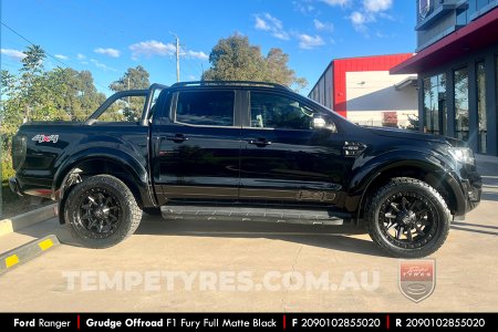 20x9.0 Grudge Offroad F1 Fury Full Matte Black on Ford Ranger