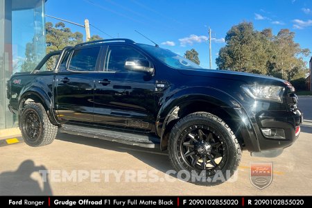 20x9.0 Grudge Offroad F1 Fury Full Matte Black on Ford Ranger