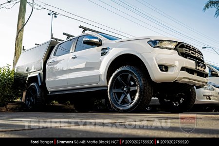 20x9.0 Simmons S6 Matte Black NCT on Ford Ranger