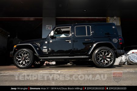 20x9.0 Simmons MAX X11 BKWAA on Jeep Wrangler