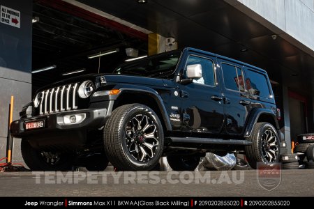 20x9.0 Simmons MAX X11 BKWAA on Jeep Wrangler