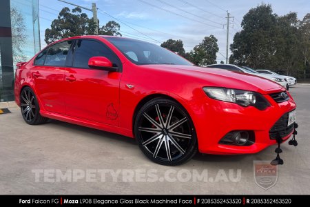 20x8.5 MOZA 908 Elegance Gloss Black Machined on Ford Falcon