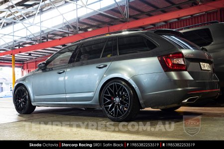 19x8.5 Starcorp Racing SR01 Satin Black on Skoda Octavia