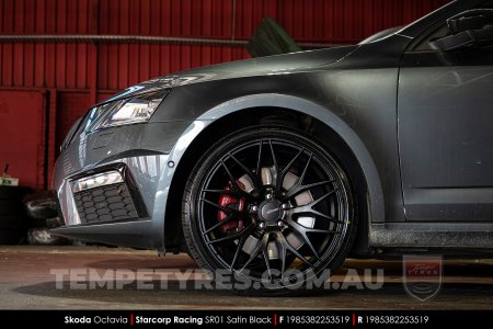 19x8.5 Starcorp Racing SR01 Satin Black on Skoda Octavia