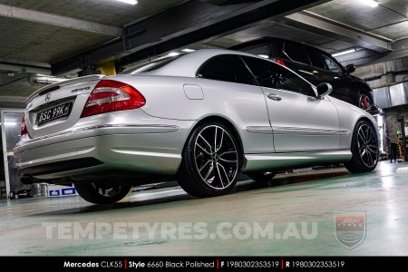 19x8.0 6660 Black Polished on Mercedes CLK-Class