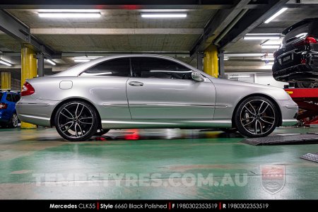 19x8.0 6660 Black Polished on Mercedes CLK-Class