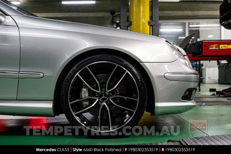 19x8.0 6660 Black Polished on Mercedes CLK-Class