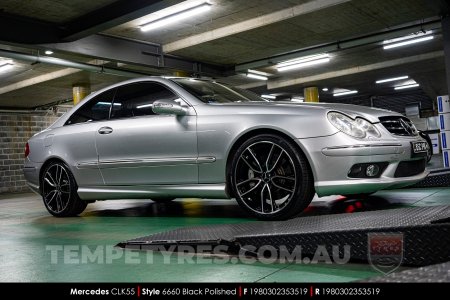 19x8.0 6660 Black Polished on Mercedes CLK-Class