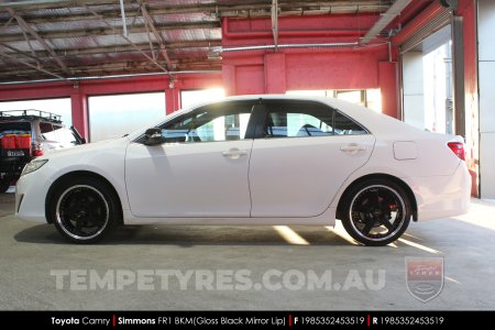 19x8.5 19x9.5 Simmons FR-1 Gloss Black on Toyota Camry