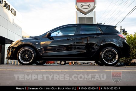 17x8.5 17x9.5 Simmons OM-1 Gloss Black on Mazda 3