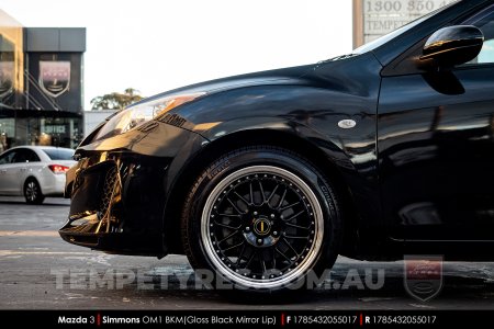 17x8.5 17x9.5 Simmons OM-1 Gloss Black on Mazda 3