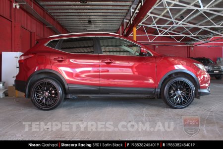 19x8.5 Starcorp Racing SR01 Satin Black on Nissan Qashqai