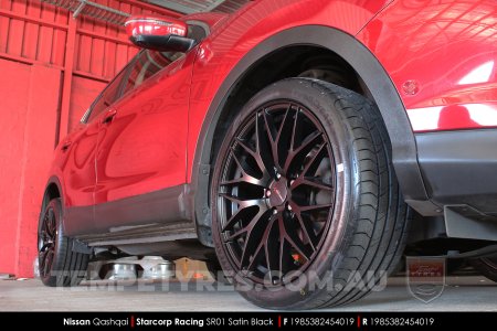 19x8.5 Starcorp Racing SR01 Satin Black on Nissan Qashqai