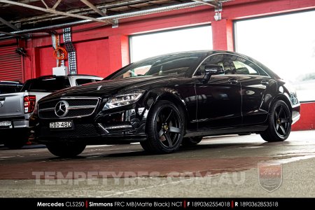 18x8.0 18x9.0 Simmons FR-C Matte Black NCT on Mercedes CLS-Class