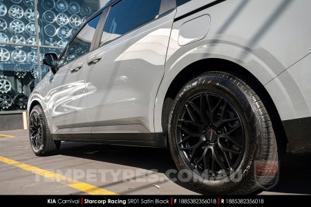 18x8.5 Starcorp Racing SR01 Satin Black on KIA Carnival