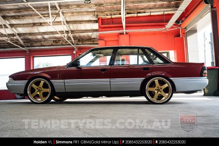 20x8.5 20x9.5 Simmons FR-1 Gold on Holden Commodore VL