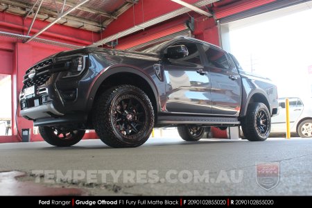 20x9.0 Grudge Offroad F1 Fury Full Matte Black on Ford Ranger Wildtrak