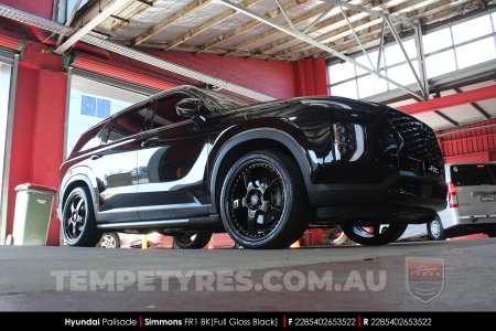 22x8.5 22x9.5 Simmons FR-1 Full Gloss Black on Hyundai Palisade