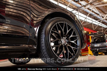 18x8.5 Starcorp Racing SR01 Satin Black on VW Jetta