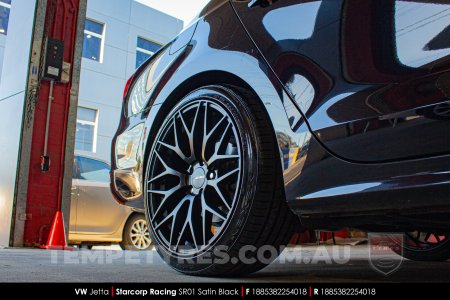 18x8.5 Starcorp Racing SR01 Satin Black on VW Jetta