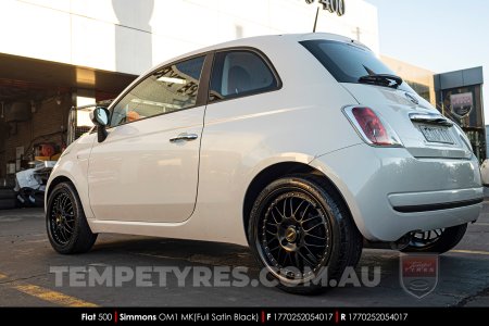 17x7.0 17x8.5 Simmons OM-1 Satin Black on Fiat 500