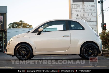 17x7.0 17x8.5 Simmons OM-1 Satin Black on Fiat 500