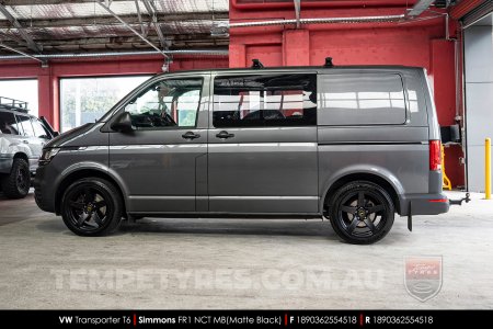 18x8.0 18x9.0 Simmons FR-C Matte Black NCT on VW Transporter