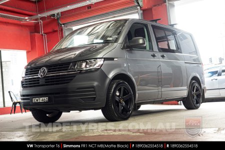 18x8.0 18x9.0 Simmons FR-C Matte Black NCT on VW Transporter