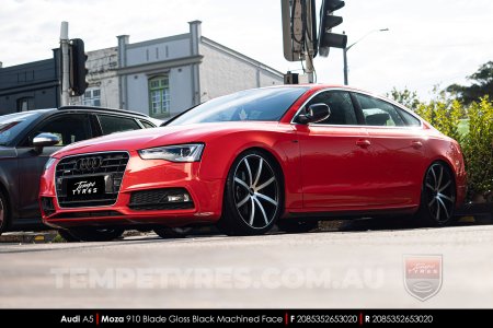 20x8.5 MOZA 910 Blade Gloss Black Machined on Audi A5