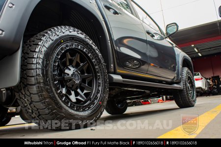 18x9.0 Grudge Offroad F1 Fury Full Matte Black on Mitsubishi Triton