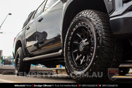 18x9.0 Grudge Offroad F1 Fury Full Matte Black on Mitsubishi Triton