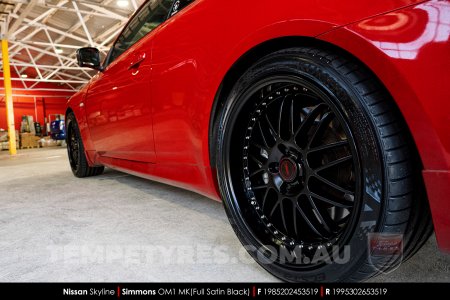 19x8.5 19x9.5 Simmons OM-1 Satin Black on Nissan Skyline