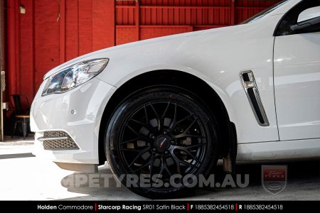 18x8.5 Starcorp Racing SR01 Satin Black on Holden Commodore VF