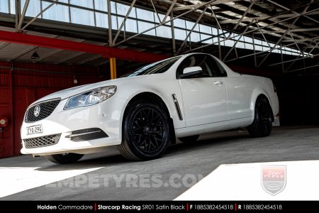 18x8.5 Starcorp Racing SR01 Satin Black on Holden Commodore VF