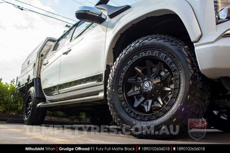 18x9.0 Grudge Offroad F1 Fury Full Matte Black on Mitsubishi Triton