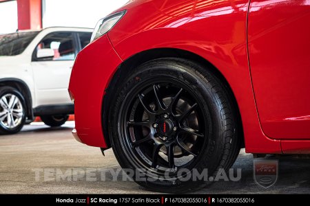 16x7.0 SC Racing 1757 Satin Black on Honda Jazz