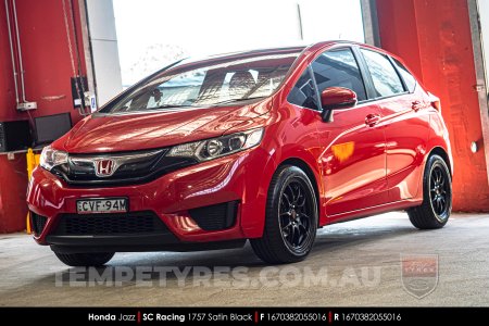 16x7.0 SC Racing 1757 Satin Black on Honda Jazz