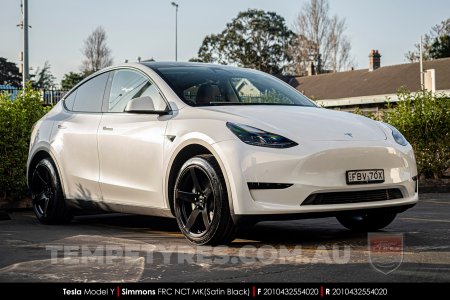 20x8.5 20x10 Simmons FR-C Satin Black NCT on Tesla Model Y