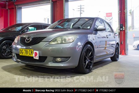 17x7.0 Starcorp Racing SR05 Satin Black on Mazda 3