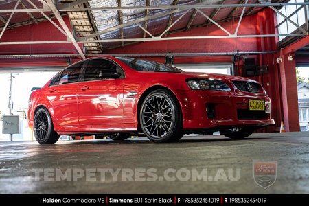 19x8.5 Simmons EU1 Satin Black on Holden Commodore VE