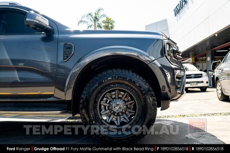 18x9.0 Grudge Offroad F1 Fury Matte Gunmetal on Ford Ranger