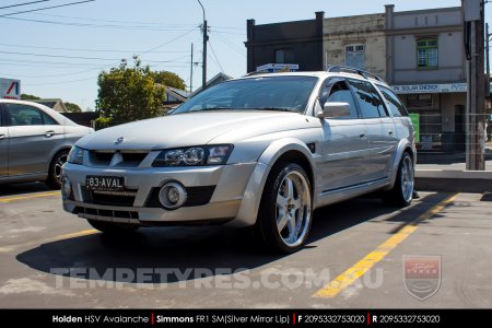 20x8.5 20x9.5 Simmons FR-1 Silver on Holden HSV