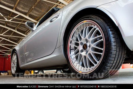 18x7.0 18x8.5 Simmons OM-1 Silver on Mercedes SLK-Class